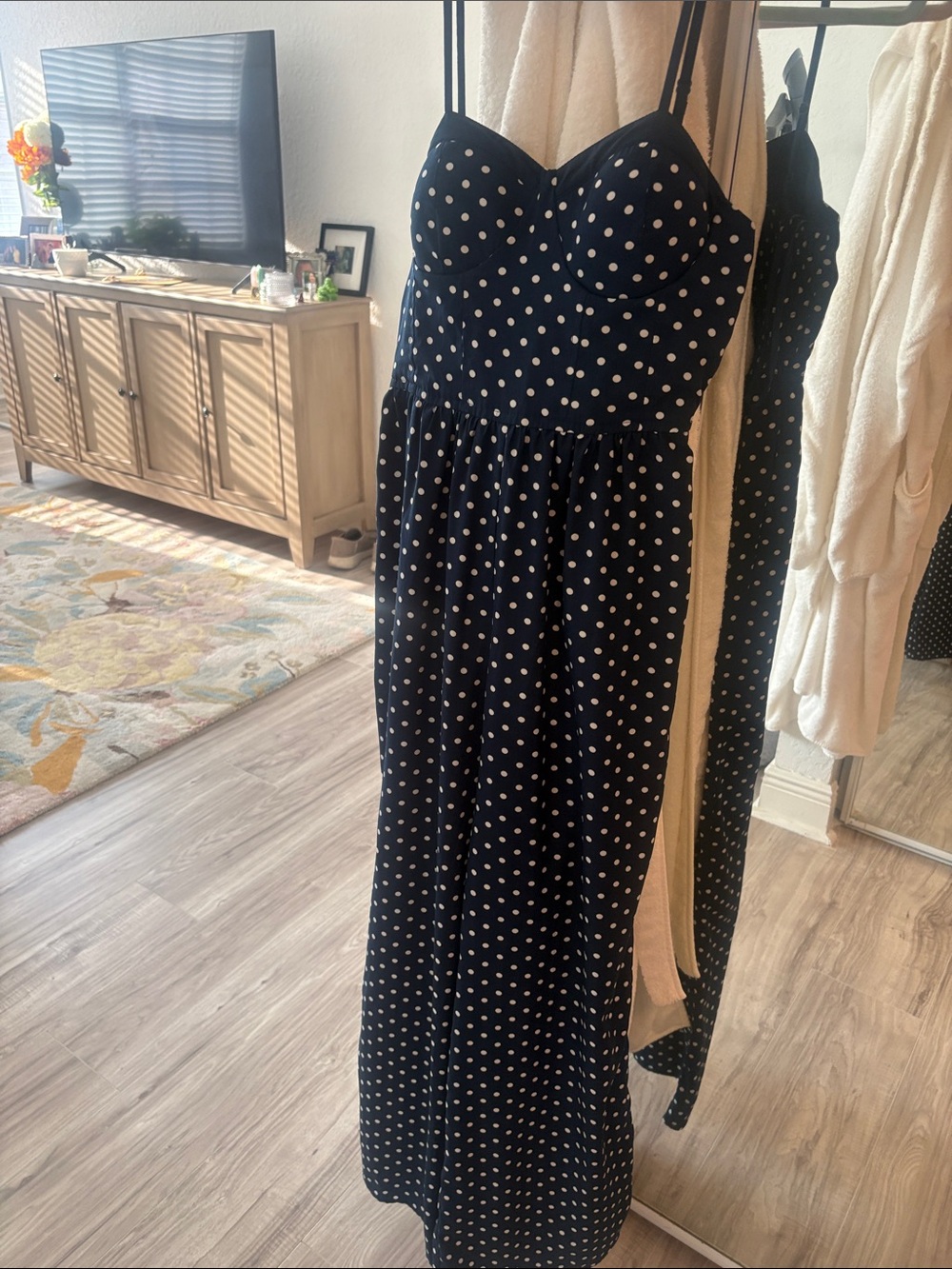 Black Polka Dot jumpsuit with Sweetheart Bust
